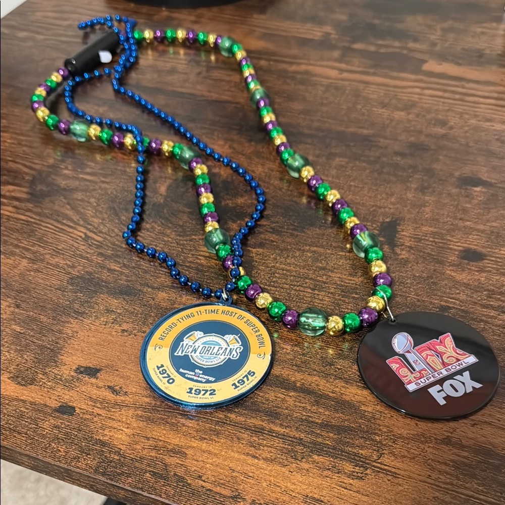 Mardi Gras Beads from Super Bowl LIX in New Orleans 2025.
